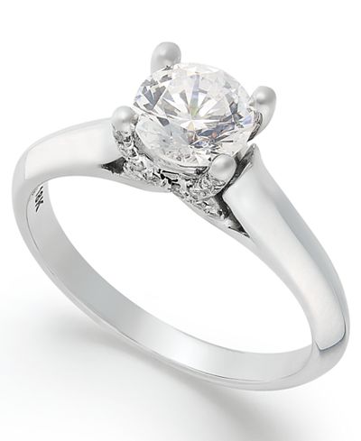 X3 Certified Diamond Solitaire Engagement Ring in 18k White Gold (1 ct. t.w.)