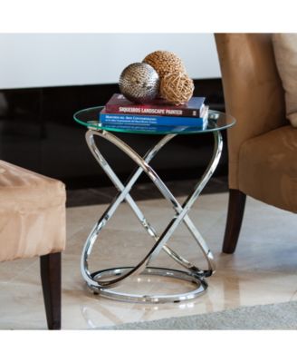 Galaxy Chrome and Tempered Glass Round End Table