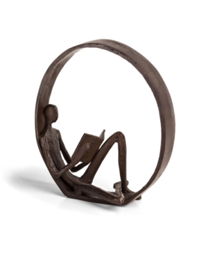 Danya B . Encircled Reader Iron Sculpture In Dark Brown