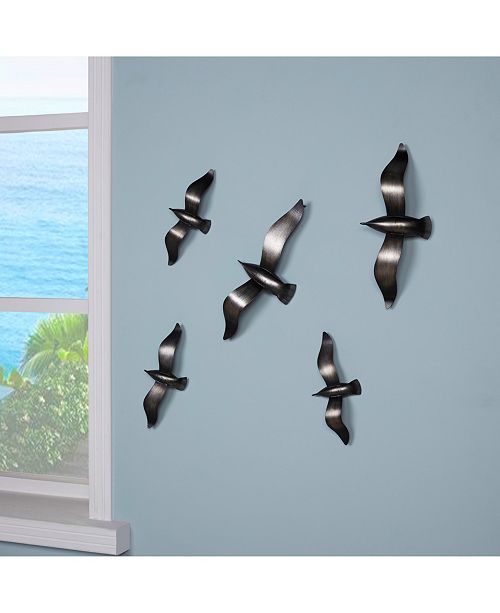 Danya B Set Of 5 Brushed Metal Wall Decor Flying Birds Reviews