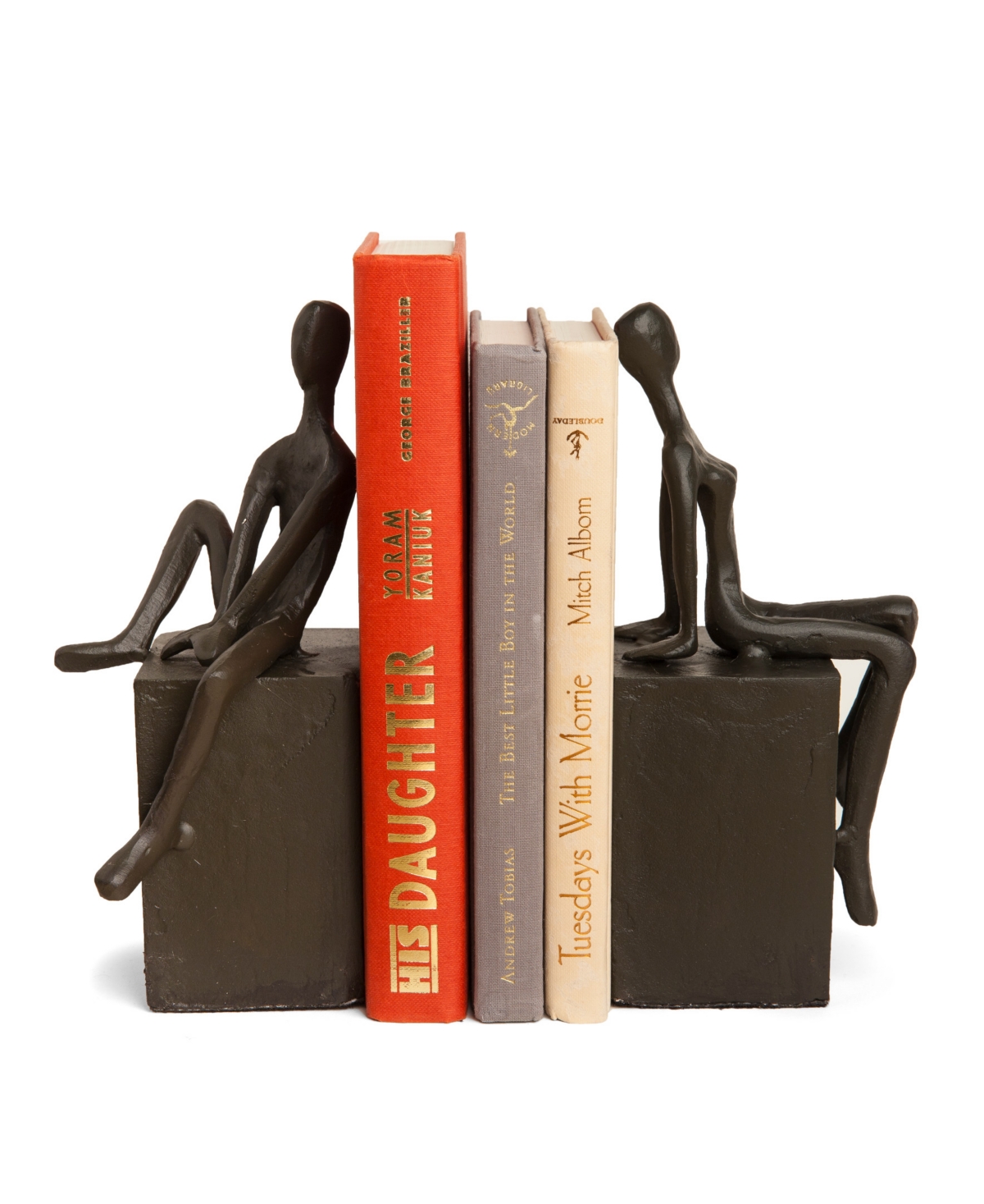Danya B . Bookend Set With Man And Woman Sitting On A Block In Dark Brown