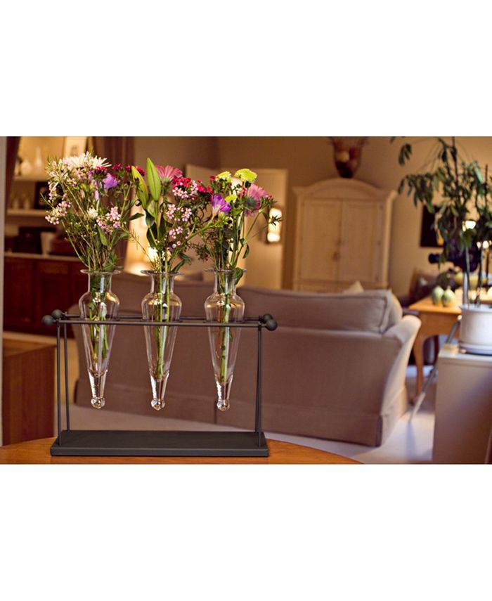 Danya B Triple Clear Amphora on Iron Stand with Finials Vases Macy's