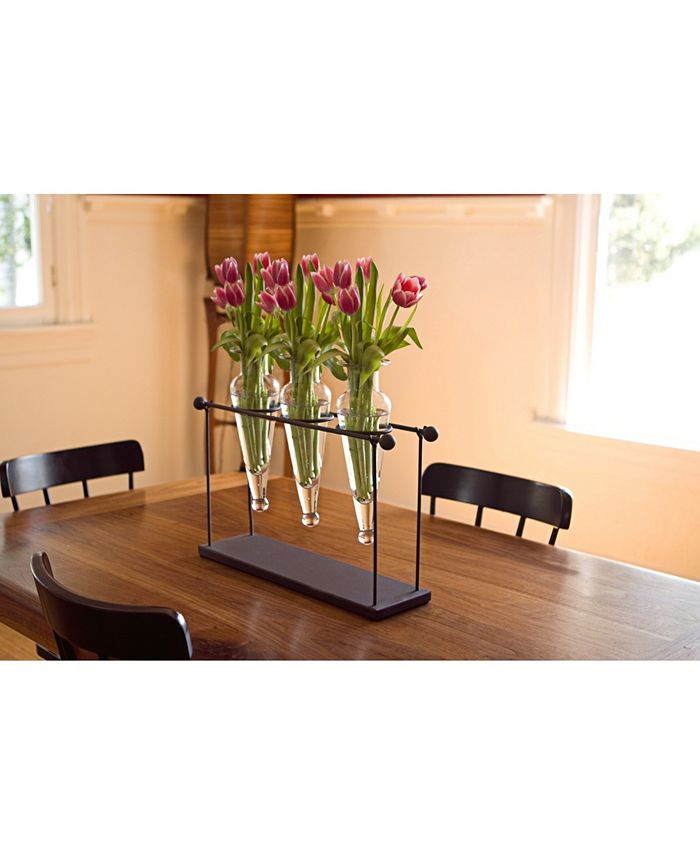 Danya B Triple Clear Amphora on Iron Stand with Finials Vases Macy's