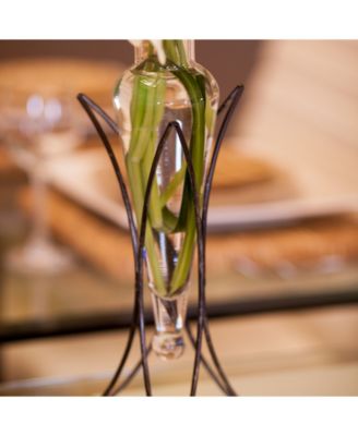 Clear Amphora Vase on Half Moon Metal Stand