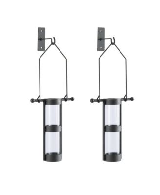 Danya B Wall Mount Hanging Glass Cylinder Vase Set With Metal Cradle ...