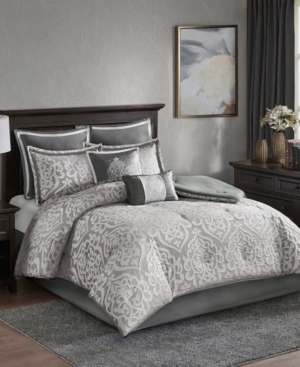 Madison Park Odette King 8 Piece Jacquard Comforter Set Bedding In Silver
