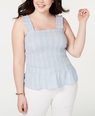 Planet Gold - Trendy Plus Size Smocked Tank Top
