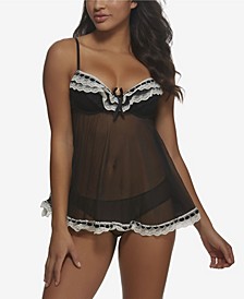 Ruffles Galore Babydoll 2pc Lingerie Set, Online Only