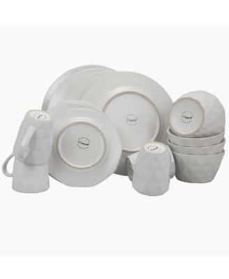 Elama Retro Chic 16 Piece Glazed Dinnerware Set In Black