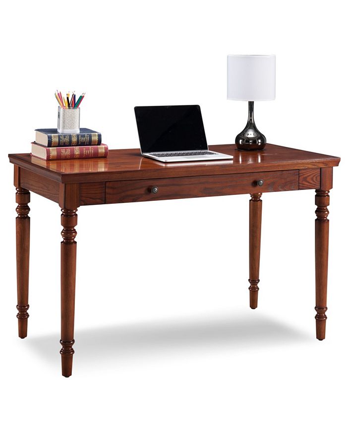 Leick Home Farmhouse Oak Turned leg Laptop Desk with Center Drawer Macy's