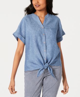 macys womens linen shirts