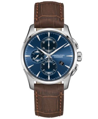 Hamilton - Men's Swiss Automatic Chronograph Jazzmaster Brown Leather Strap Watch 42mm