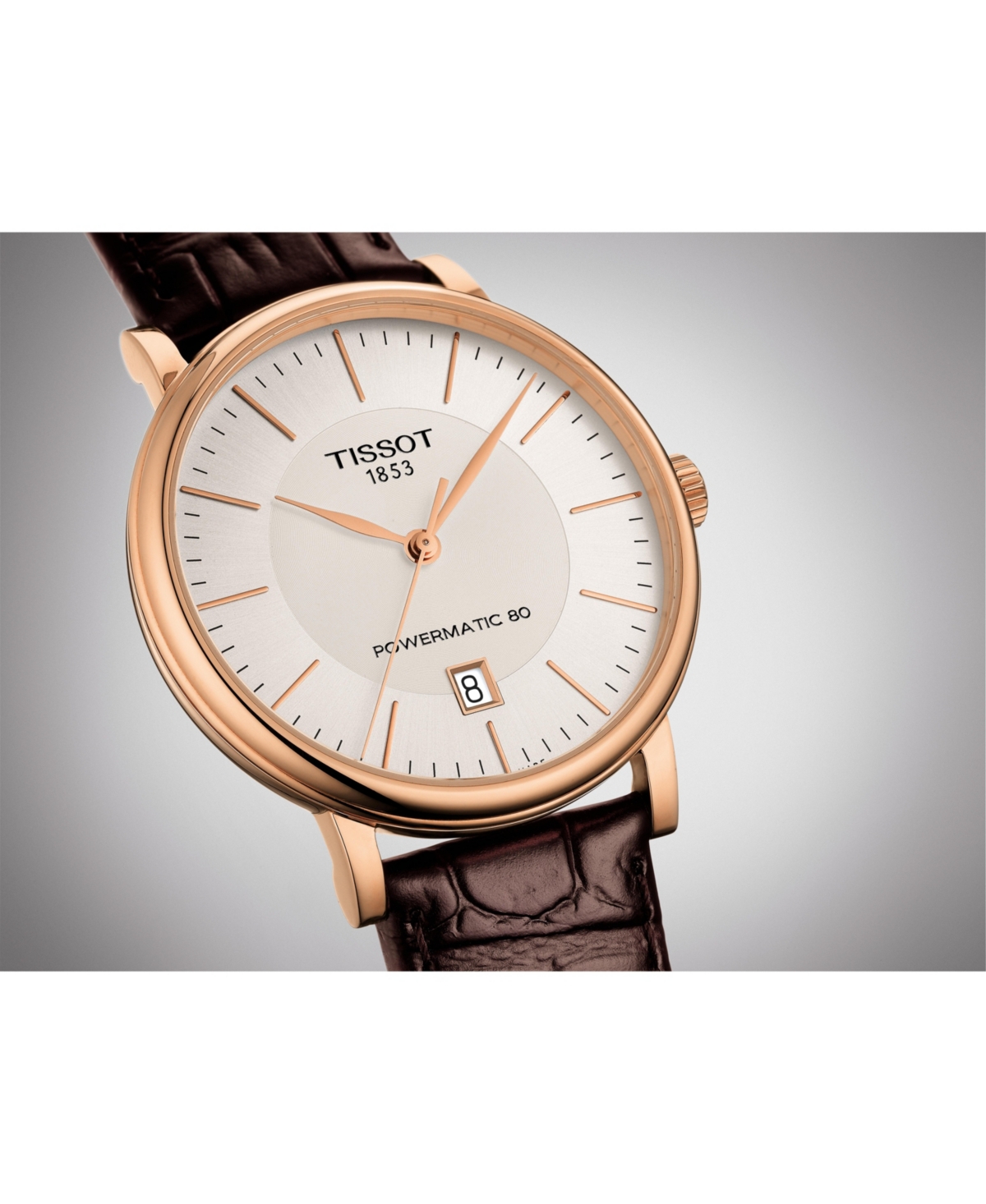 Tissot Men's Carson Premium Powermatic Brown Leather Strap Watch 40mm In Brown