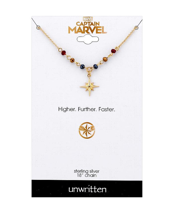 Marvel Star Pendant Necklace in GoldTone Sterling Silver for Unwritten, 16" + 2" extender Macy's
