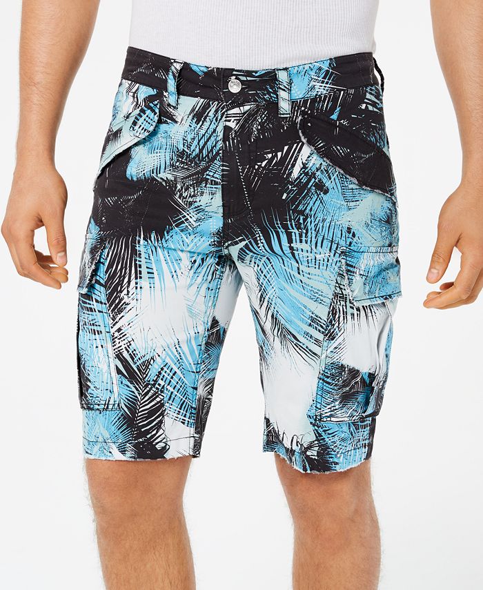 GUESS Men's Island Breeze Stretch Palm-Print Cargo Shorts - Macy's