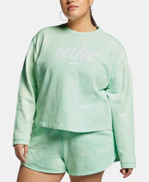 Nike Plus Size Sportswear Cotton Cropped Sweatshirt In Igloo