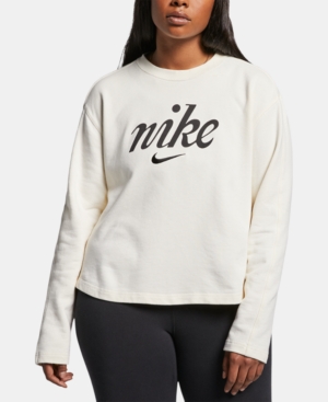 Nike Plus Size Sportswear Cotton Cropped Sweatshirt In Pale Ivory