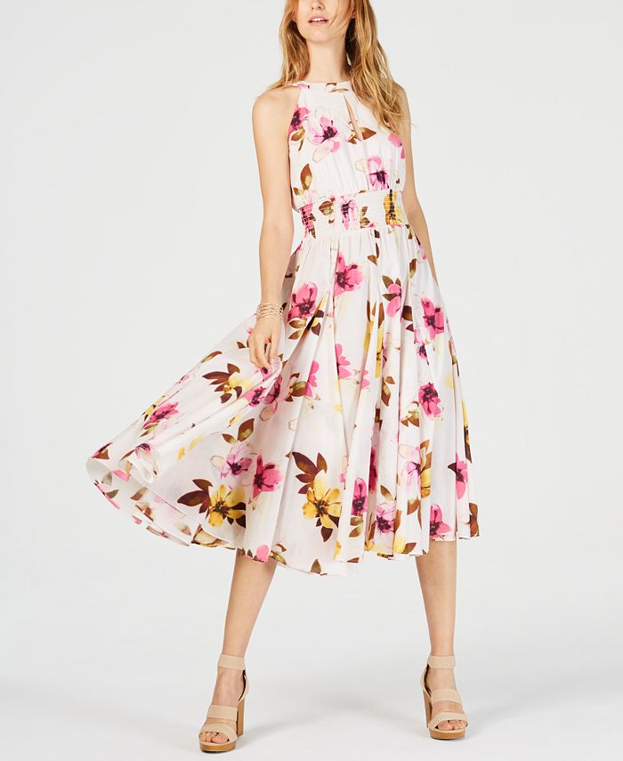 Macys white floral dress on sale
