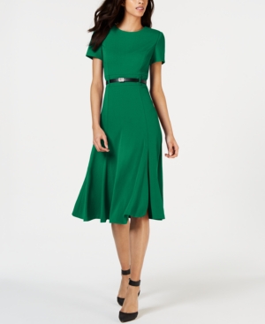 Calvin Klein Belted A-line Dress In Meadow