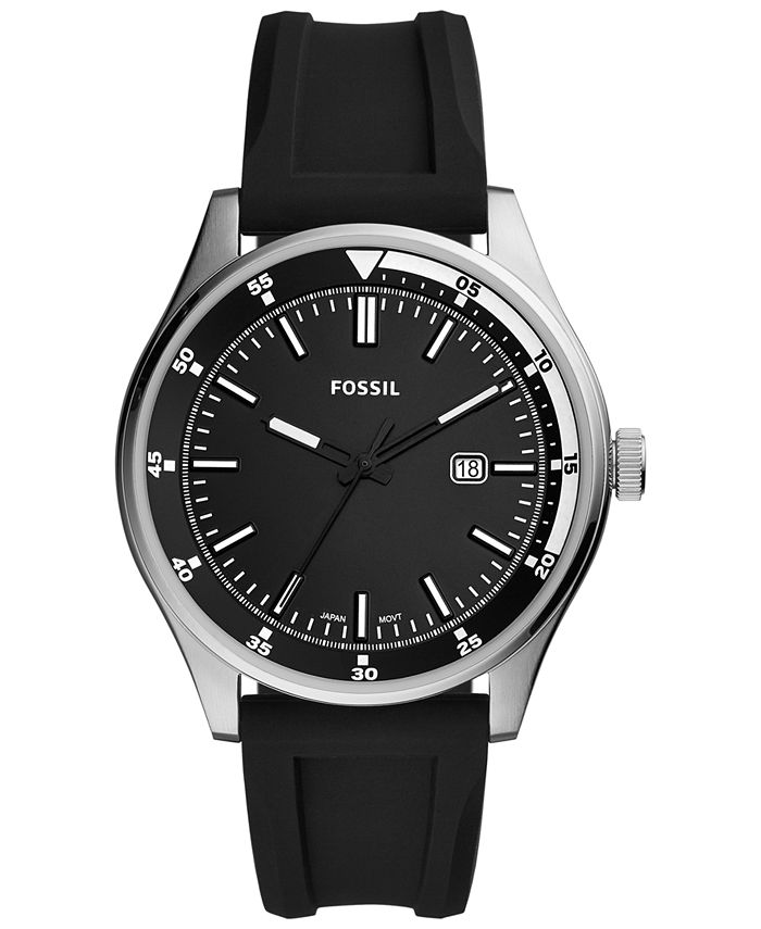 Fossil Men s Belmar Black Silicone Strap Watch 44mm Macy s