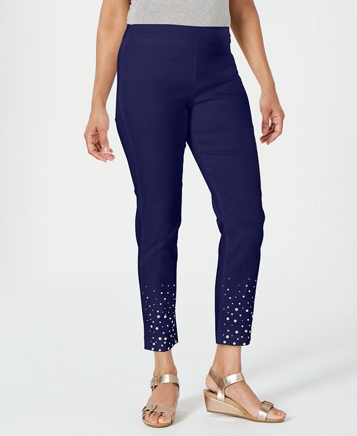 JM Collection Petite Embellished Slim-Fit Pants, Created for Macy's ...