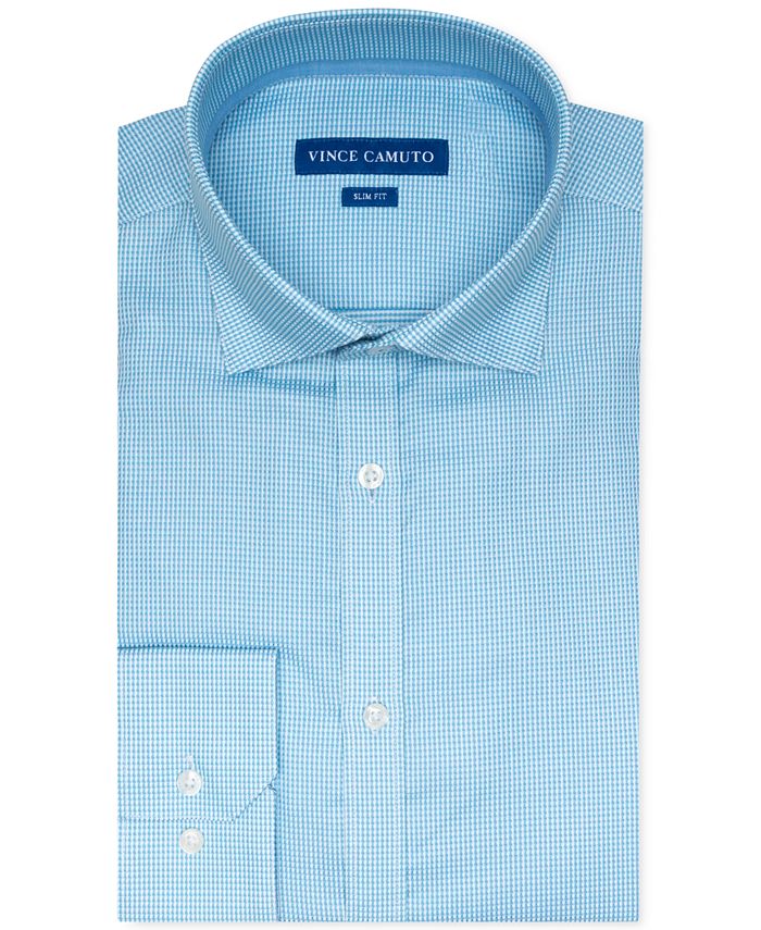 Vince Camuto Men's Slim-Fit Stretch Turquoise Dobby Dress Shirt - Macy's