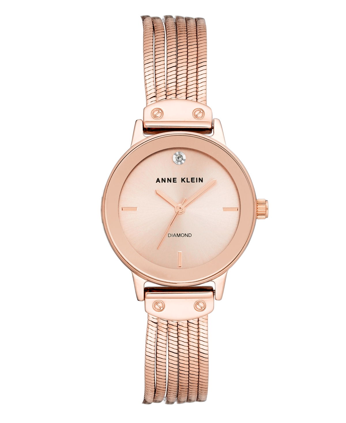 Anne Klein Sunray Dial With A Genuine Diamond Watch In Rosegt