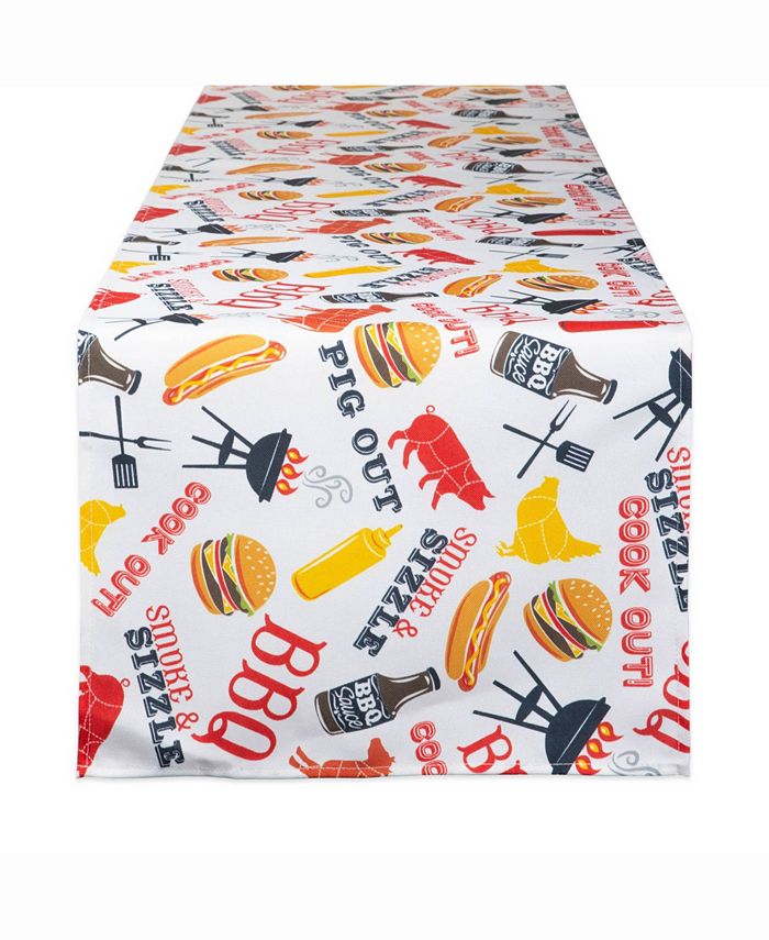 Design Imports BBQ Fun Print Outdoor Table Runner 14" X 72" Macy's