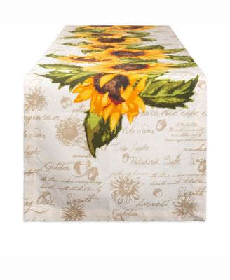 13-Inch x 72-Inch Northeast Home Cotton Canvas Table Runner Blue with White Sunflowers 