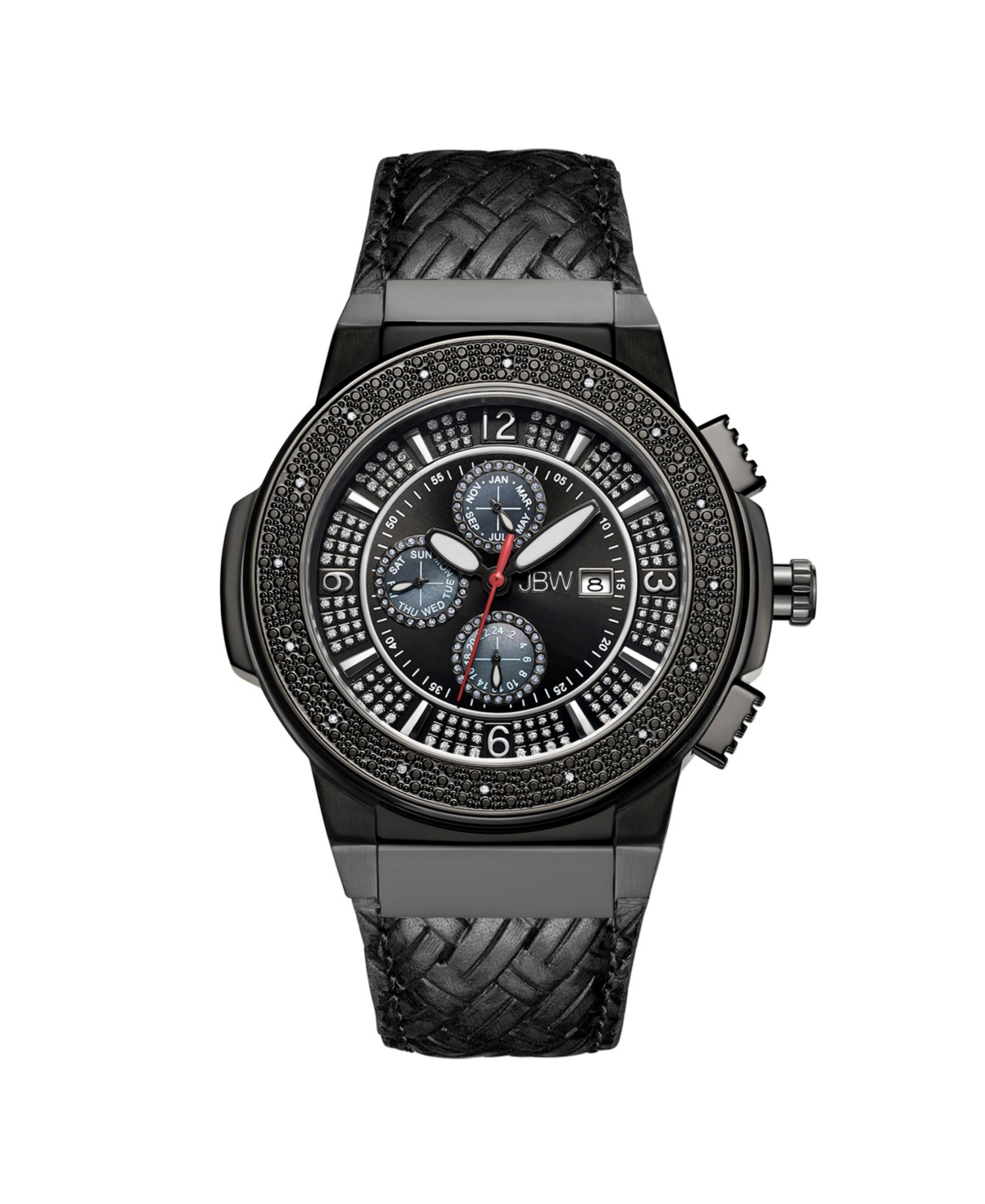 Men's Saxon Diamond (1/6 ct.t.w.) Black Ion-Plated Stainless Steel Watch - Black