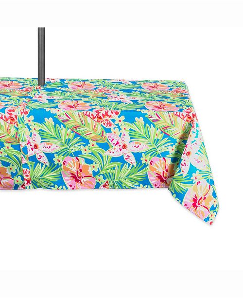 Design Imports Summer Floral Outdoor Table Cloth With Zipper 60 X