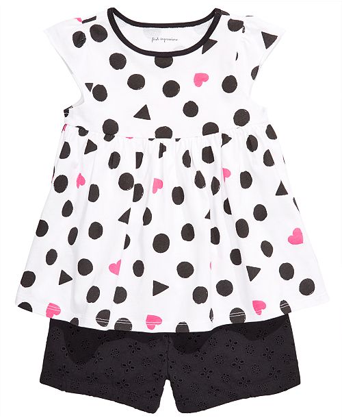 First Impressions Baby Girls Printed Tunic Cotton Eyelet Shorts