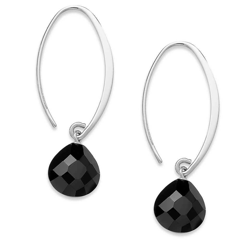 Sterling Silver Earrings, Faceted Onyx Sweep Drop Earrings (13 3/4 ct