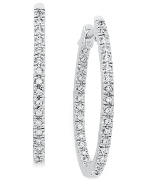 image of Diamond Oval In-and-Out Hoop Earrings in 14k White Gold (1/2 ct. t.w.)