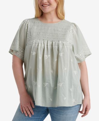 Lucky Brand - Plus Size Cotton Embroidered Top