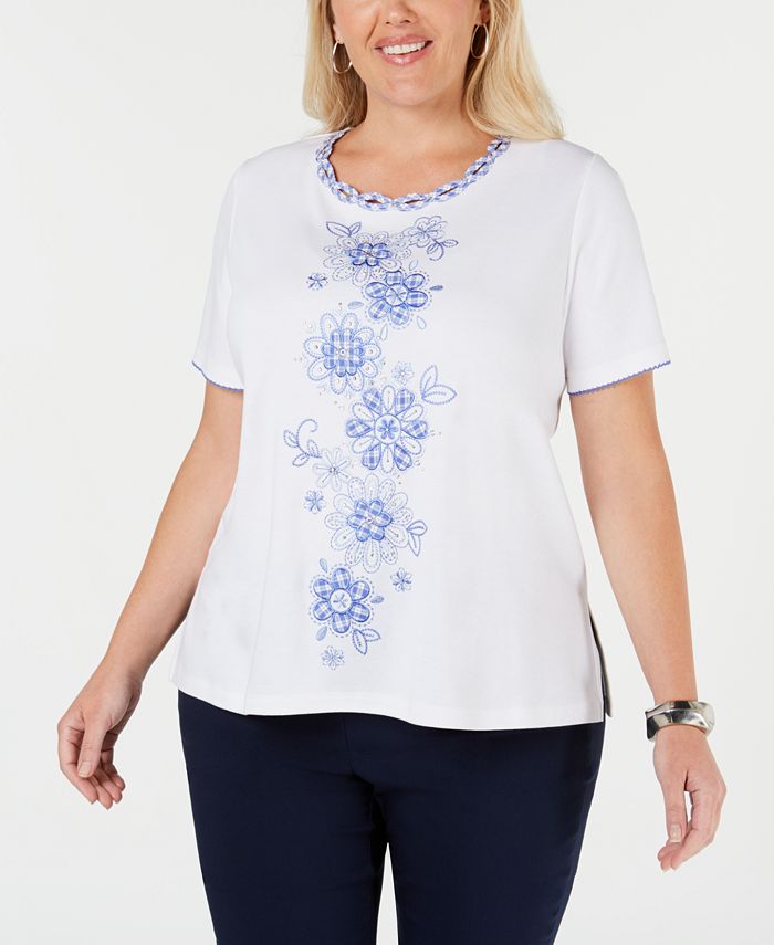Alfred Dunner Plus Size The Summer Wind Embellished Top - Macy's