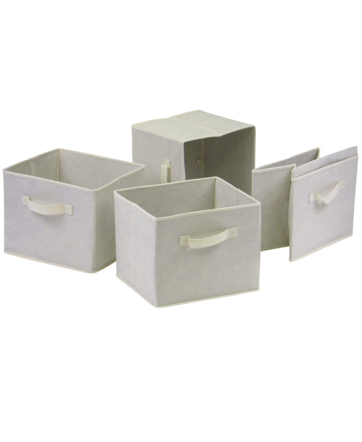 Capri Set of 4 Foldable Beige Fabric Baskets - Beige