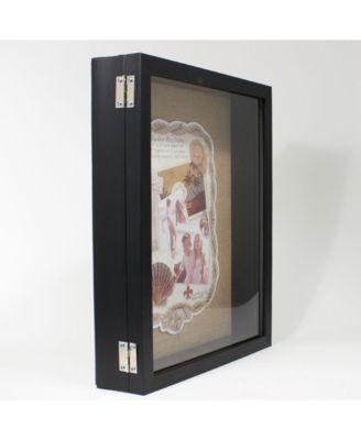 Lawrence Frames Black Front Hinged Shadow Box Frame - Burlap Display Board - 11" x 14"