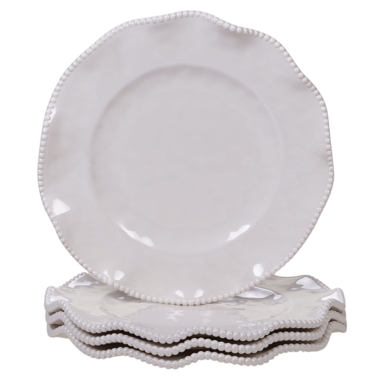 Perlette Cream Melamine 4-Pc. Dinner Plate Set - Cream