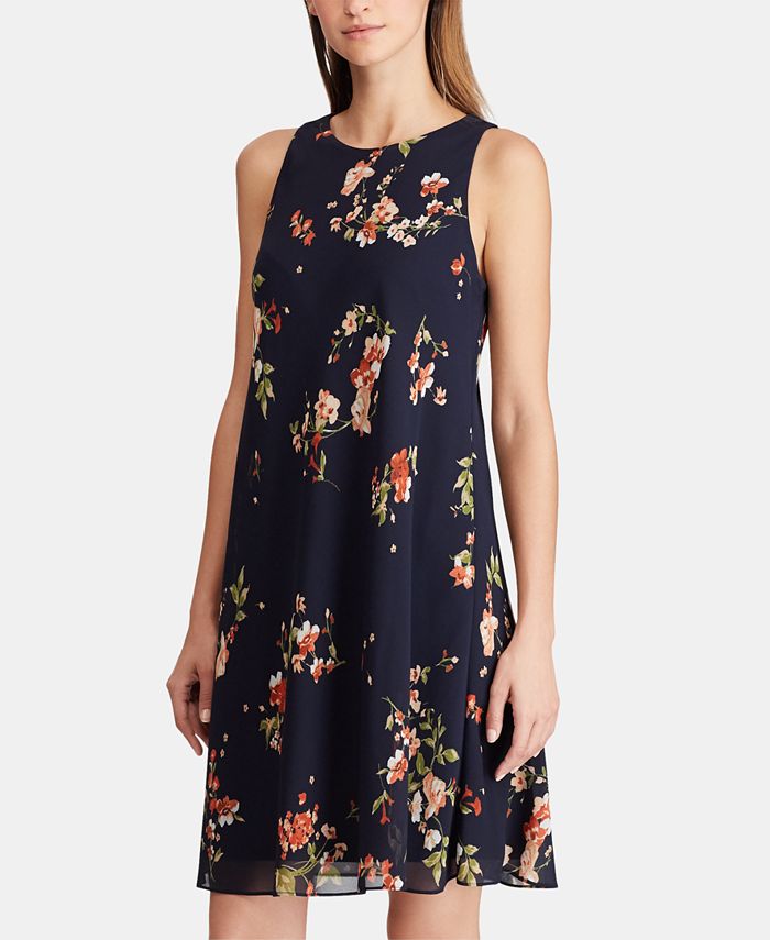 Lauren Ralph Lauren Floral-Print Georgette A-Line Dress - Macy's