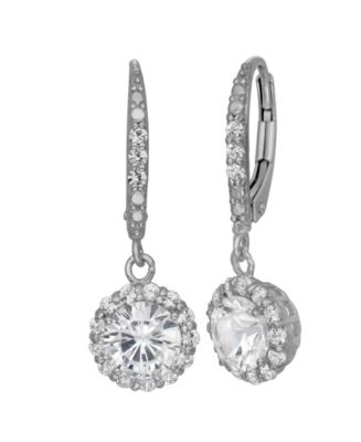 Macy's Sterling Silver Round-Cut White Sapphire Halo Earrings - Macy's