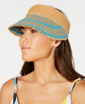 INC International Concepts - Printed Tweed Stripe Frayed Edge Visor