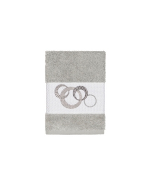 Linum Home Turkish Cotton Annabelle Embellished Washcloth Bedding In Light Grey