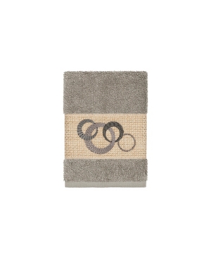 Linum Home Turkish Cotton Annabelle Embellished Hand Towel Bedding In Dark Grey