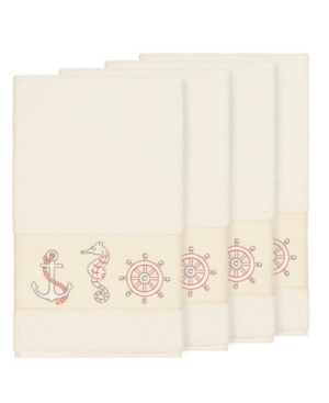 Linum Home Turkish Cotton Easton 4-pc. Embellished Bath Towel Set Bedding In Cream