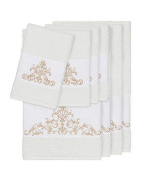 Linum Home Turkish Cotton Scarlet 8-pc. Embellished Towel Set Bedding In White