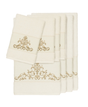 Linum Home Turkish Cotton Scarlet 8-pc. Embellished Towel Set Bedding In Cream