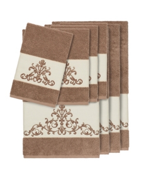 Linum Home Turkish Cotton Scarlet 8-pc. Embellished Towel Set Bedding In Latte