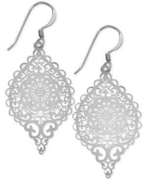image of Essentials Filigree Drop Fine Silver Plate Earrings