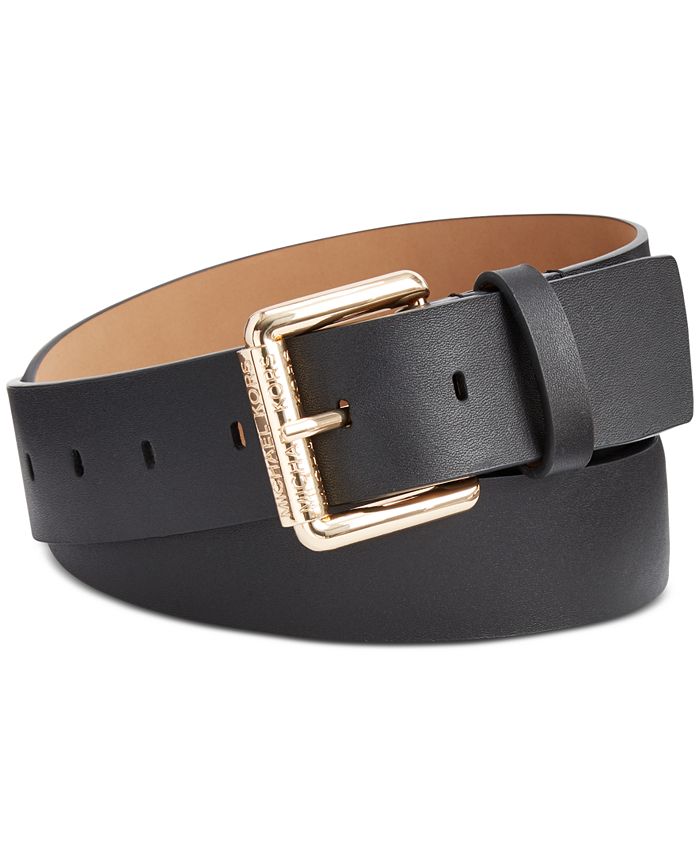 Michael Kors Leather Logo Roller Buckle Belt - Macy's